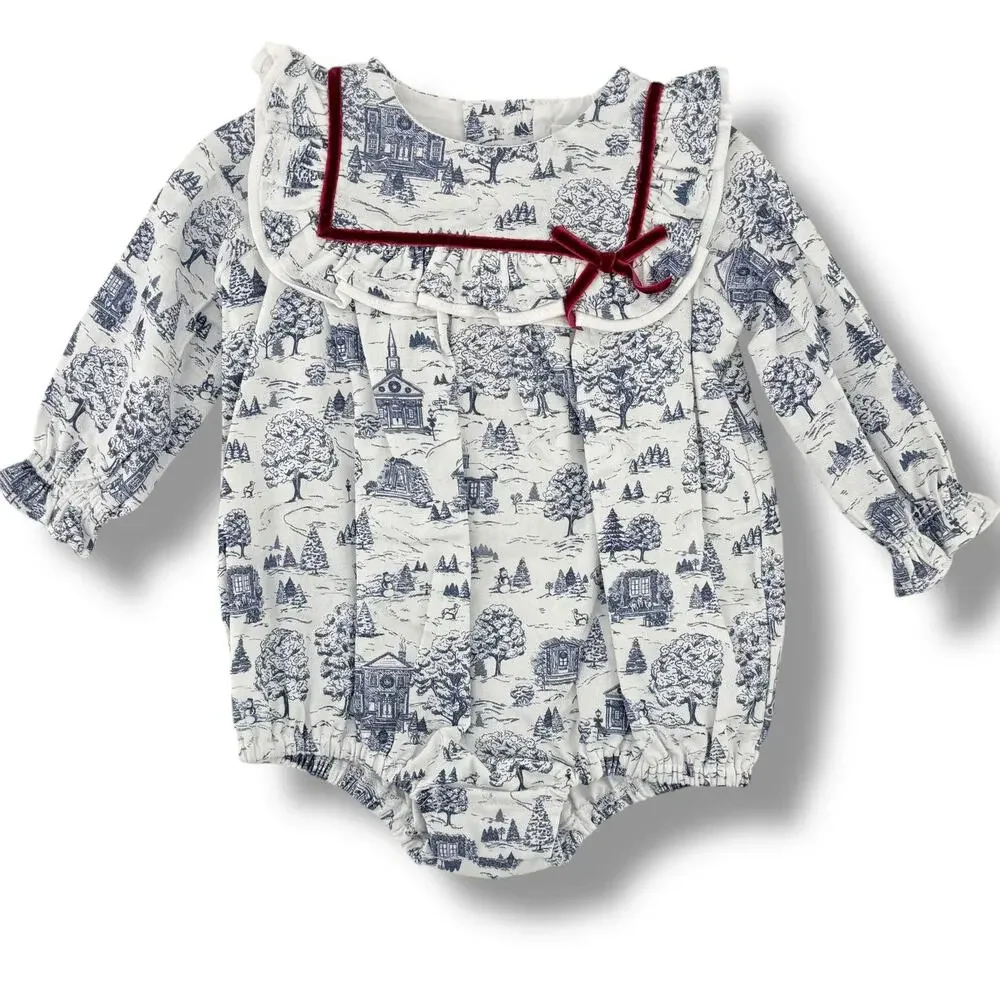 Edgehill Collection Darby Fallon Clark Ansley Winter Toile Romper Girls Sz 9m